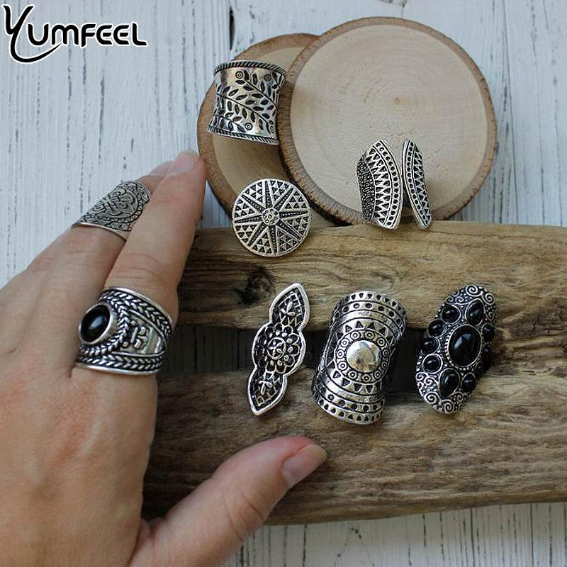 Vintage Boho Jewelry Rings Mixed Lot Tibetan Silver Plated Ring
